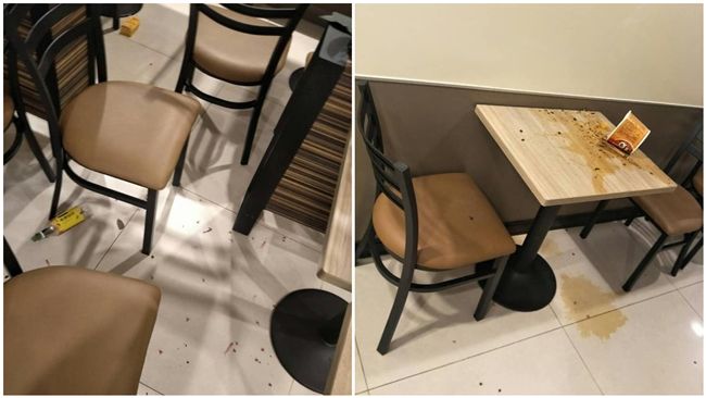 屁孩大鬧超商　嘴噴珍珠轟炸用餐區