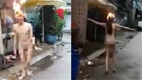 LiveLeak,外國,少女,著火,赤裸,遊街,宣傳,喇叭,頭髮,裸體　圖翻攝自LiveLeak　https://goo.gl/WPPnBN