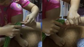 禁止吃手手！親媽怒塗苦瓜教育 網友狂笑：小時候都被塗辣椒（圖／翻攝自爆廢公社）