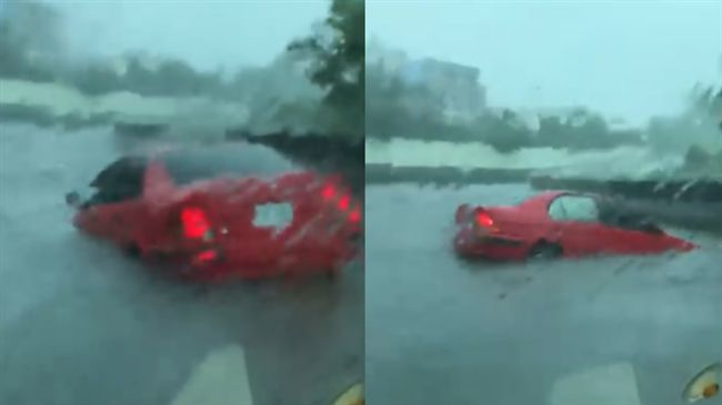 大雨炸高雄！小轎車猛踩油門仍遭滅頂