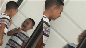 鬼月,鏡子,倒影,反射,鬼臉,吐舌頭(圖/翻攝自推特)