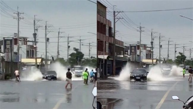 故意開積水處噴路人？驚見阿伯被淹沒