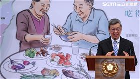 副總統致詞  推廣三好一巧「社區營養推廣中心、恁的營養阮來顧」記者會27日在總統府大禮堂舉行，副總統陳建仁出席致詞，推廣高齡者「吃的下、吃的夠、吃的對、吃的巧」的「三好一巧」進食祕訣。中央社記者鄭傑文攝　107年8月27日