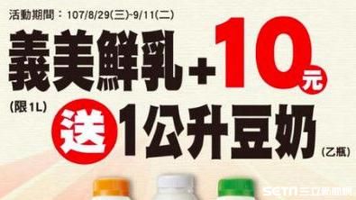買義美鮮乳加十元好康　送一公升豆奶