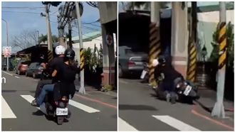 男心急闖紅燈　下一秒…「摔倒分手」