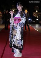 AV影后高橋聖子以一襲日本傳統和服走星光大道。（記者邱榮吉/攝影）