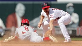 漢米爾頓用腳程跑出二壘安打。（圖／美聯社／達志影像）