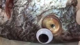 ▲不笑魚販在死魚貼上塑膠假眼。（圖／翻攝自Ayman Mat臉書）