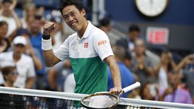 錦織圭再次打入美網男單4強。（圖／美聯社／達志影像）