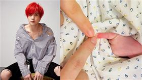  網友批評薛之謙為了拍照搏關注，硬掰開新生兒手指。(翻攝微博)