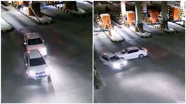2車上演螺旋式狂撞　網：玩碰碰車？