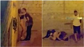 英國男女在克羅埃西亞古城野戰。（圖／太陽報）