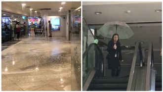 午後暴雨強襲！百貨公司驚見「瀑布」