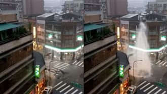 萬華馬路爆　水噴5樓高害騎士摔車