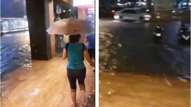 瞬間暴雨轟炸北市　小巨蛋周圍也泡水