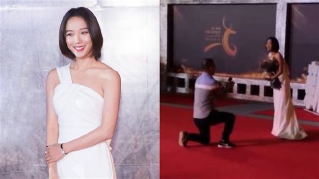 狂粉紅毯下跪求婚　女星嚇到落荒而逃