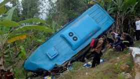 印尼滿員公車墜十米山溝　至少21死
巴士,印尼,失速,墜谷
翻攝自推特