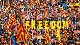 獨立公投一年後　百萬加泰隆尼亞人再上街（圖／路透社／達志影像）