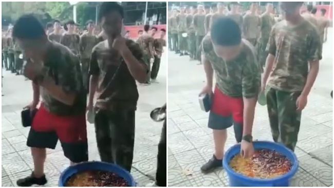 強逼學生吃餿水　教官笑：不能浪費！