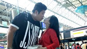 《綜藝3國智》出外景，哈孝遠／瑄瑄／桃園機場。（台視提供）