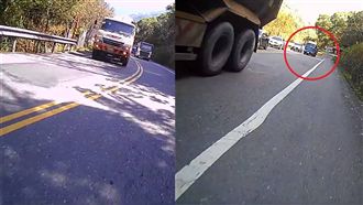 台14線連3車逆超　騎士慘被逼路肩