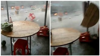 喜宴遭「山竹」摧殘　桌椅亂飛裂兩半