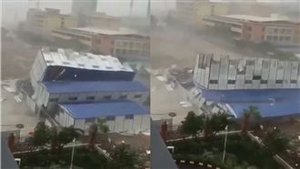 山竹強襲中國　深圳房旱地拔蔥被吹倒