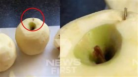 澳洲,雪梨,蘋果藏針,草莓藏針,縫衣針,水果,異物 
圖/翻攝自yahoo7 news
https://au.news.yahoo.com/sydney-mum-finds-needle-woolworths-apple-022300263.html