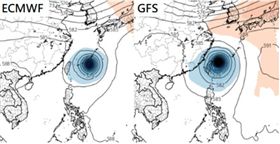 吳德榮預測關島南方熱帶低氣壓走勢。（圖／翻攝自「三立準氣象·老大洩天機」官網）