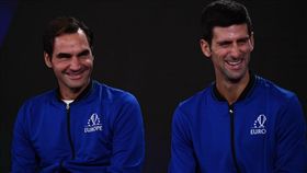 Roger Federer與Novak Djokovic（圖／取自拉沃盃官方推特）