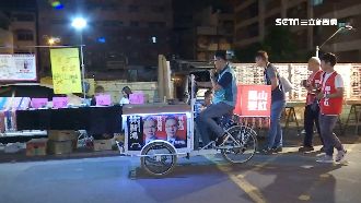 攤車變身！林智鴻「騎」進夜市拉票