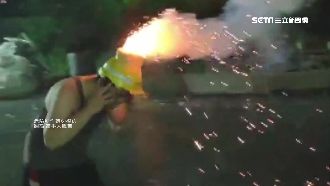 中秋玩瘋了！他一秒變身「火焰陀螺」