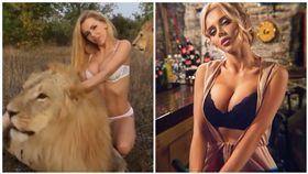 AV女優大膽磨蹭　和2公獅上演野戰3P！動保人士怒了 俄羅斯AV女優Katya Sambuca，圖翻攝自IG