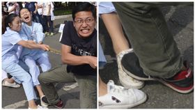 大陸,第三人民醫院,拔河,踩腳,護理師(圖/翻攝自微博)