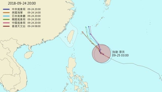 潭美颱風成強颱　估最新路徑往東北偏