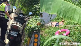 男子騎車自摔大水溝／翻攝畫面