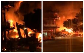 高雄市岡山區嘉興路永新木業鐵皮屋倉庫發生火警（圖／翻攝自爆廢公社）