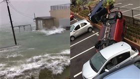 潭美,日本,沖繩,停電,轎車(圖/翻攝自推特)