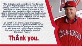 掌天使19年兵符　名教頭梭夏不續約
MLB,洛杉磯天使,Mike Scioscia
翻攝自洛杉磯天使IG