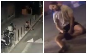 法國,墜樓男身體遭防撞柱貫穿（圖／翻攝自推特）