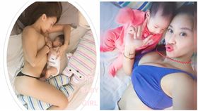 安歆澐僅穿小褲褲餵母乳。（圖／翻攝自安歆澐臉書）
