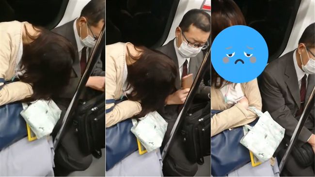 電車妹倚臂打盹！大叔這樣做震驚網友