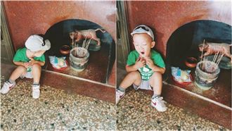 虎爺吃飽了沒？小男童萌樣融化網友