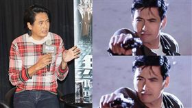 周潤發1986年《英雄本色》小馬哥帥氣形象，跟近期63歲相比帥勁依舊。（組合圖／双喜提供／翻攝自微博）