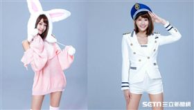 四葉草「登大人」，扮演火辣水手服大秀美腿。（圖／金橋娛科）