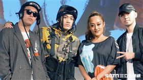 嘻哈金童BCW、「玖壹壹」健志、「靈魂歌姬」家家及「謊言留聲機」主唱崔勝翔現身力挺。（圖／記者蕭翰弦攝影）