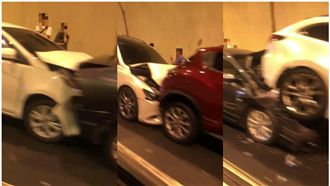 隧道8車連環撞！網：放假出門換新車