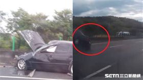 國道賓士車自撞翻車／翻攝、爆料公社