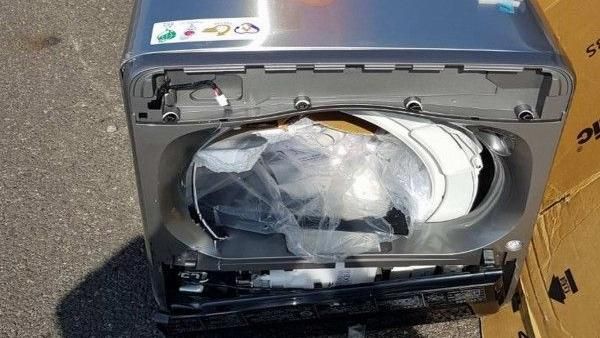 國道驚見洗衣機　碎片砸破油罐車玻璃