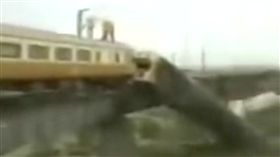 自強號,火車,翻車,河床,頭前,溪橋貓頭鷹紋／翻攝藍龍昌youtube